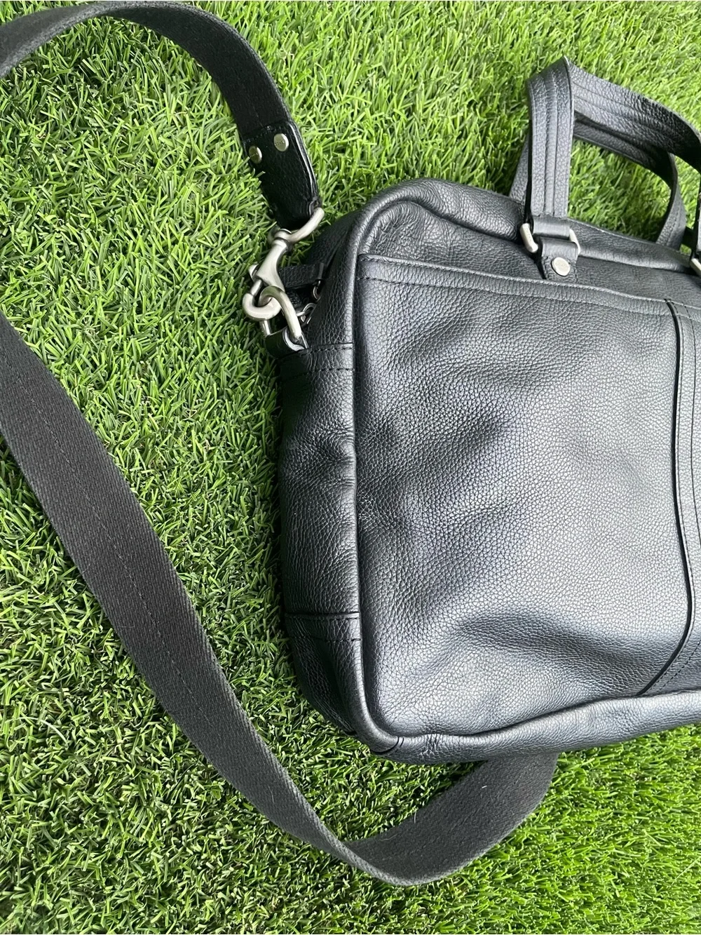 💼 AUTHENTIC COACH Harrison Black Leather Commuter Briefcase Business Laptop Bag